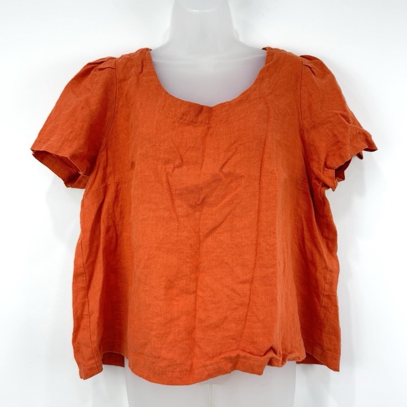 THE BABE COLLECTION Tops - The Maybe Collection Top Women's XL Burnt Orange 100%‎ Linen Lagenlook Boxy